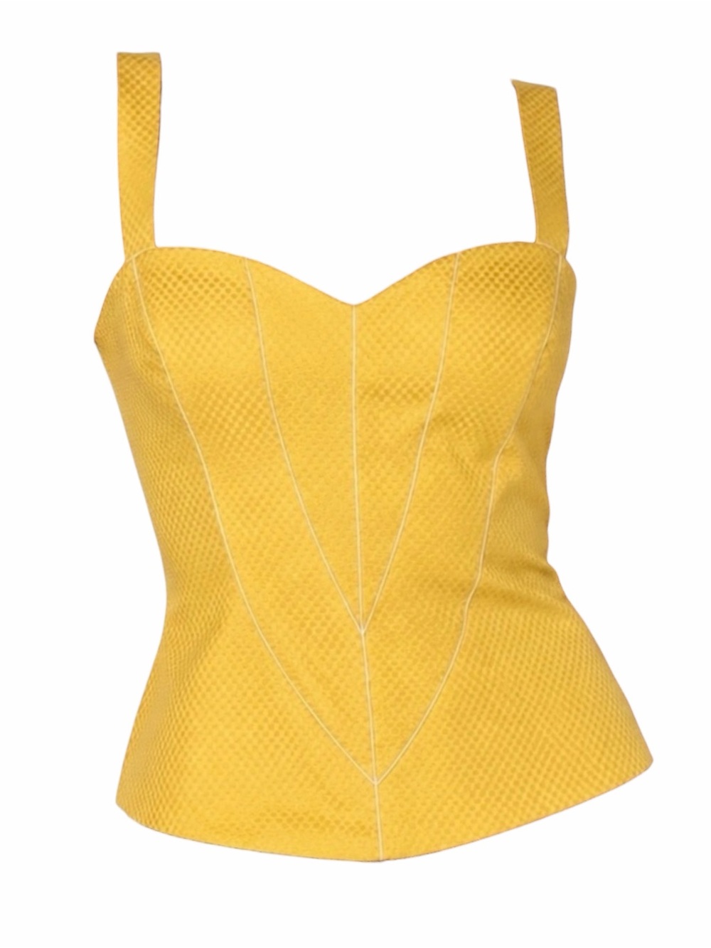 Vintage Christian Dior Yellow Jacquard  Cotton Corset Bustier Top